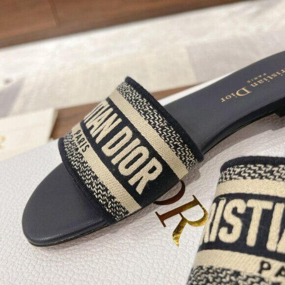 DIOR Dway Slide Deep Blue Embroidered Cotton - Picture 8 of 8